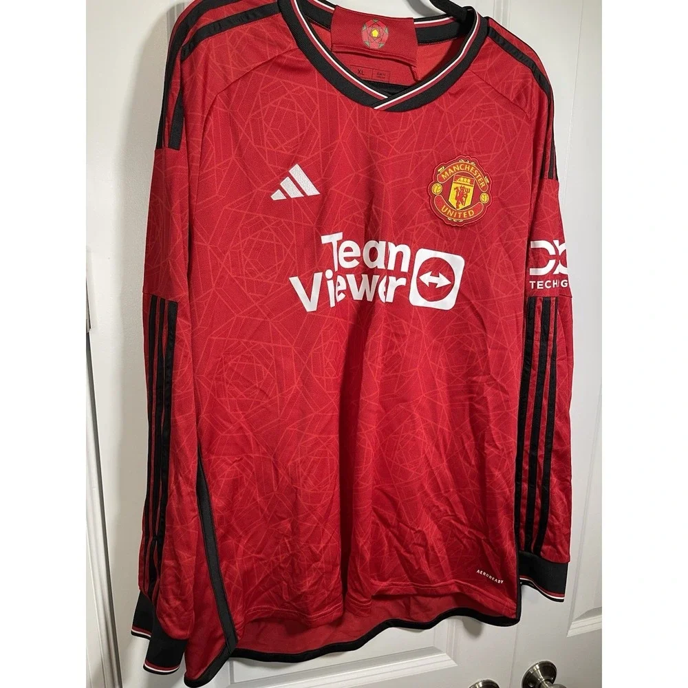 Adidas Manchester United 23/24 Long Sleeve Jersey Sz XL Slim Fit‎ Red